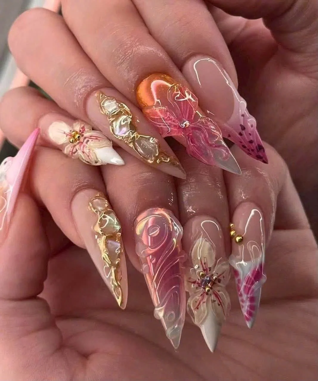 3D Sculpted Orchid Nail Art at Bliss by Rose